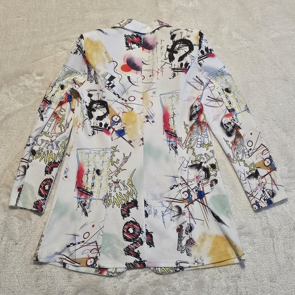 NEW SHEIN Abstract White Blazer Size XS Avant Garde Streetwear Maximalism - Picture 7 of 7